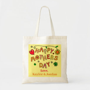 Mothers Day Mom Worlds Best Ever Cute Kids Name Tote Bag
