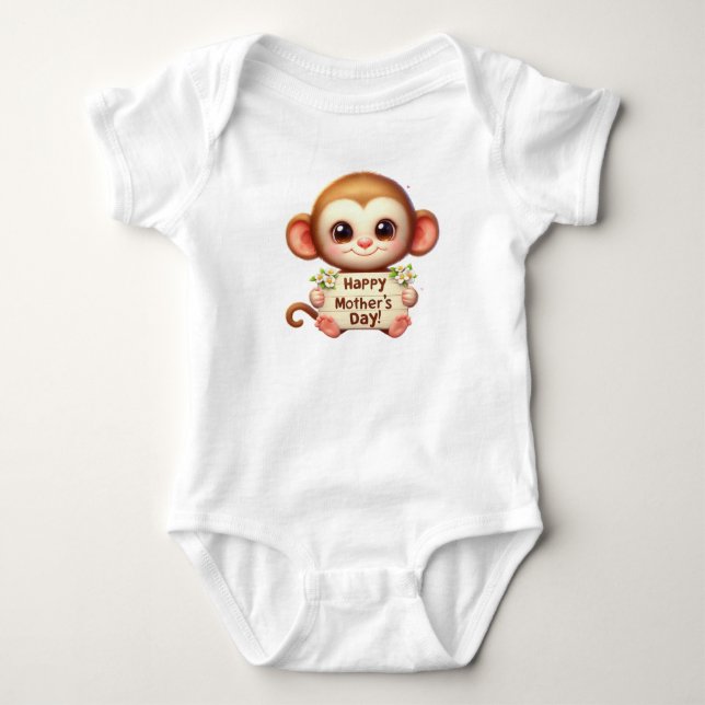 Mother's Day Monkey Baby Bodysuit (Front)