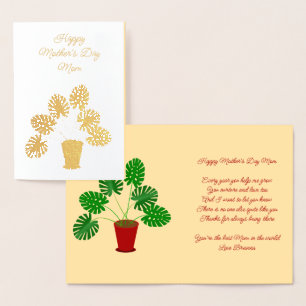 Mothers Day Monstera Plant Custom Foil Card