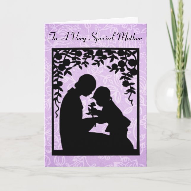 Mothers Day Mother and Child Silhouette Card (Front)