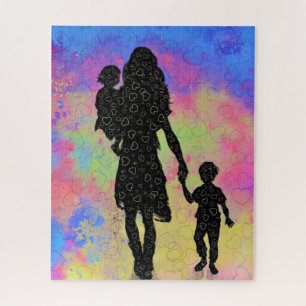 Mother's Day - Mother and Children - Art Drawing Jigsaw Puzzle
