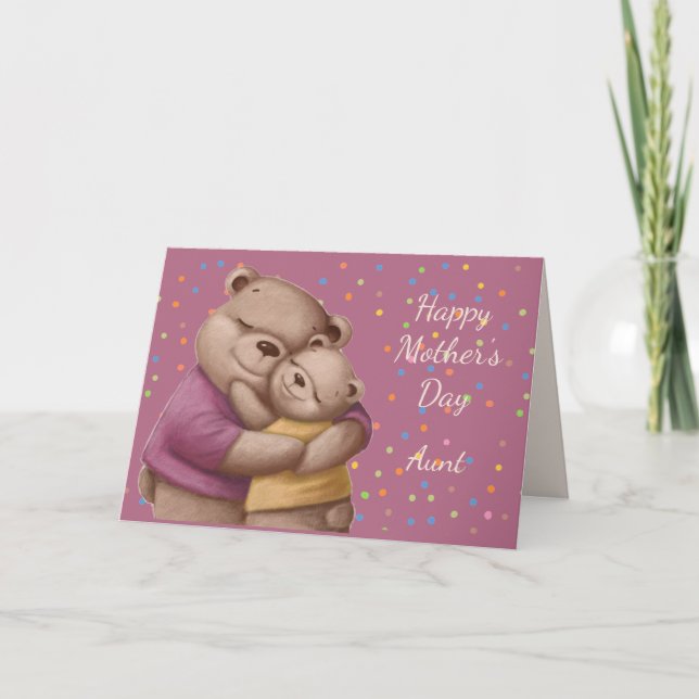 Mother's Day Mother Aunt Cute Bear Hugs Card (Front)