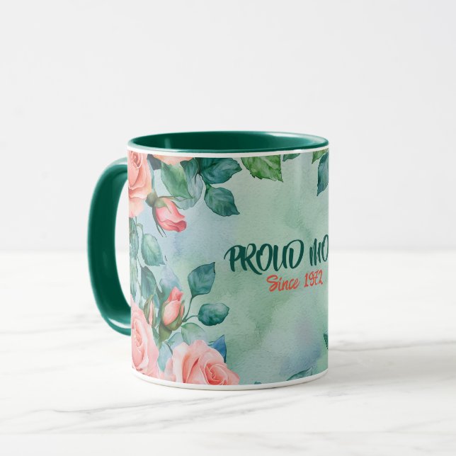 Mother's Day Mug Text "MOM" "Since 1972" (Front Left)