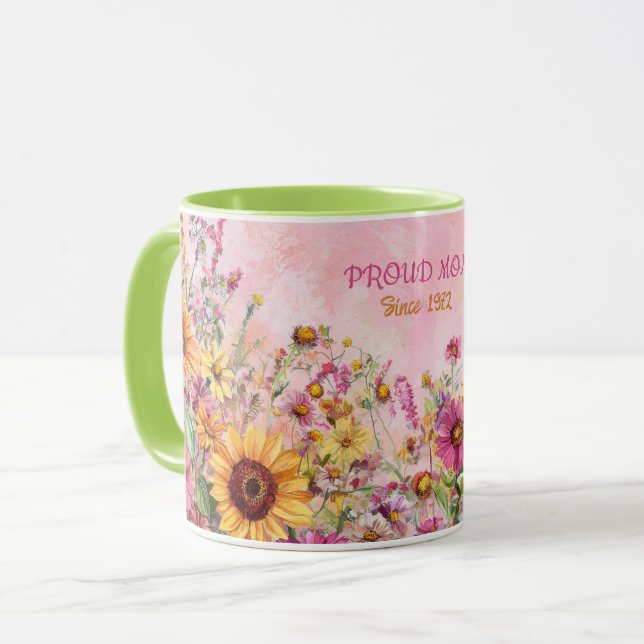Mother's Day Mug Text "MOM" "Since 1972" (Front Left)