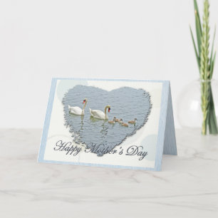 Mother's Day Mute Swan Famly Card