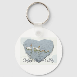 Mother's Day Mute Swan Famly Keychain