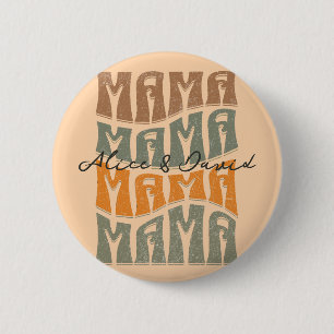 Mother's Day Natural Colour Mama Kids Name 2 Inch Round Button