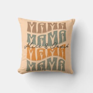 Mother's Day Natural Colour Mama Kids Name T-Shirt Throw Pillow