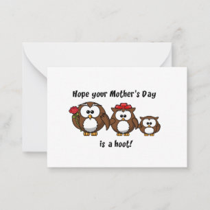 Mother's Day Owl Family Hoot Cartoon Illustration Card