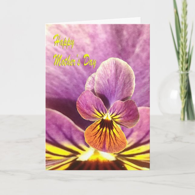 Mothers Day Pansy Flower Card (Front)
