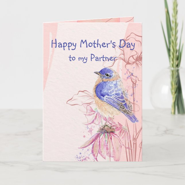 Mother's Day Partner love Bluebird Garden Bird Card (Front)