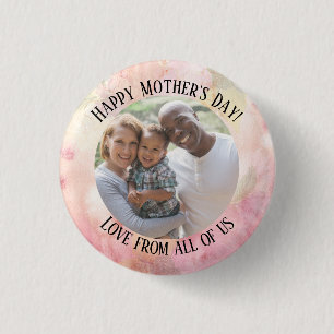 Mother's Day Pastel Pink Green Watercolor Tie-Dye 1 Inch Round Button