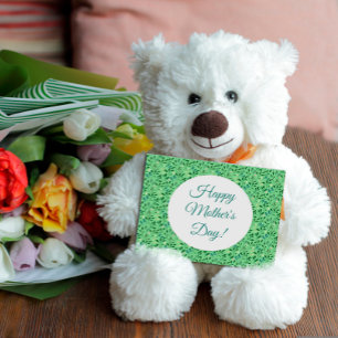 Mother's day pattern watercolor leaves green postcard