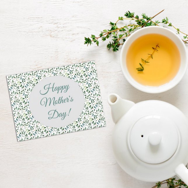 Mother's day pattern watercolor leaves postcard (Creator Uploaded)