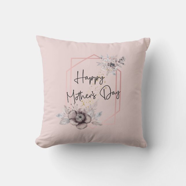 Mother's day Personalize Image Pink Floral Photo  Throw Pillow (Front)