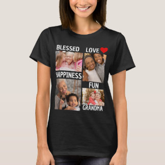 Mothers Day | Personalized Blessed Grandma 4 Photo T-Shirt
