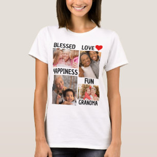 Mothers Day   Personalized Blessed Grandma 4 Photo T-Shirt