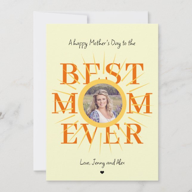 Mother's Day photo best mom ever typography card (Front)