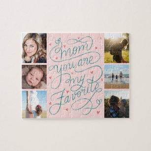Mother's Day Photo Collage Favourite Mom Lettering Jigsaw Puzzle