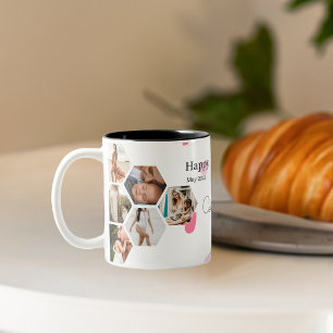 Mother's day Photo Collage with Custom Text Large Coffee Mug