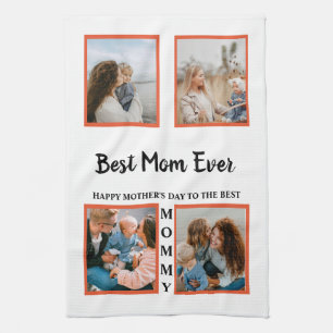Mother's day photo display collage for mom kitchen towel