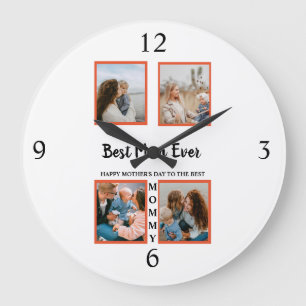Mother's day photo display collage for mom large clock