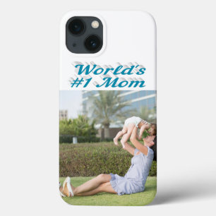 Mothers Day Photo sky blue text iPhone Case