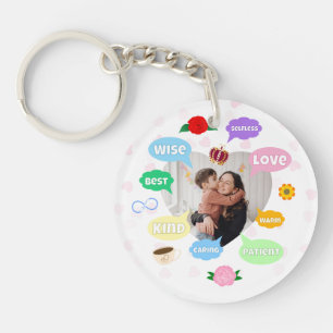 Mothers Day Photo Word Clouds Best Mom Mother Keychain