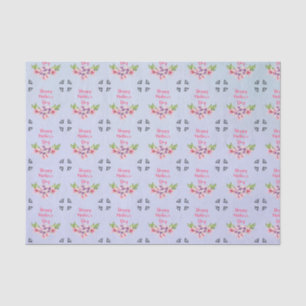 Mother's Day Pink and Purple Watercolor Magnolias Tissue Paper