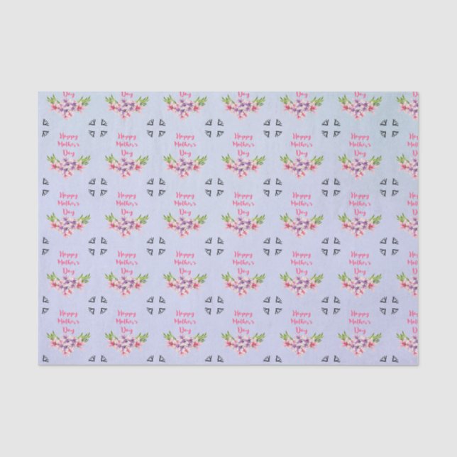 Mother's Day Pink and Purple Watercolor Magnolias Tissue Paper (Front)