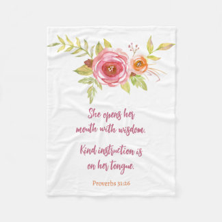 Mother's Day Pink Floral Proverbs Scripture Fleece Blanket