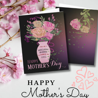 Mother's Day Pink flowers with message Holiday Card