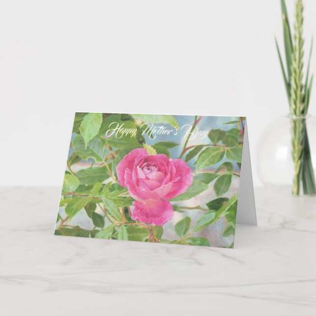 Mother's Day Pink Rose Card (Front)