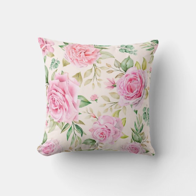 Mothers Day Pink Rose  Throw Pillow (Front)