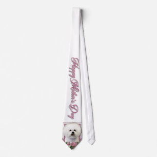 Mothers Day - Pink Tulips - Bichon Frise Tie
