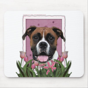 Mothers Day - Pink Tulips - Boxer - Vindy Mouse Pad