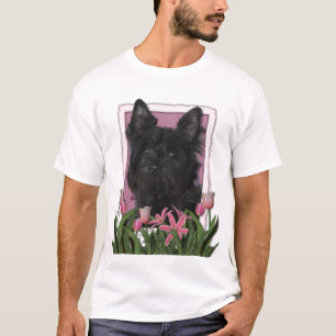Mothers Day - Pink Tulips - Cairn Terrier - Rosco T-Shirt