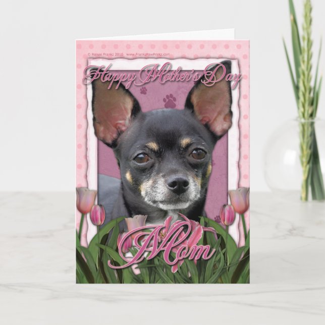 Mothers Day - Pink Tulips - Chihuahua - Isabella Card (Front)
