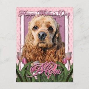 Mothers Day - Pink Tulips - Cocker Spaniel Postcard