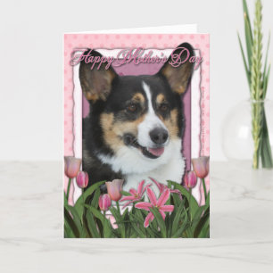 Mothers Day - Pink Tulips - Corgi Card