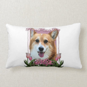 Mothers Day - Pink Tulips - Corgi - Owen Lumbar Pillow