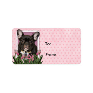 Mothers Day - Pink Tulips - French Bulldog - Teal Label