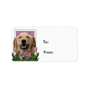 Mothers Day - Pink Tulips - Golden Retriever Label