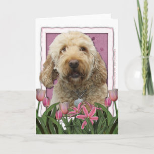 Mothers Day - Pink Tulips - GoldenDoodle Card