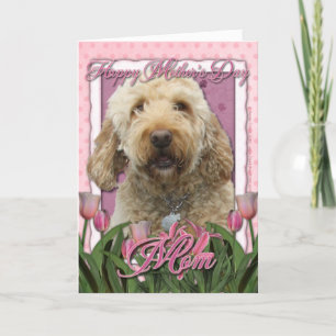 Mothers Day - Pink Tulips - Goldendoodle Card