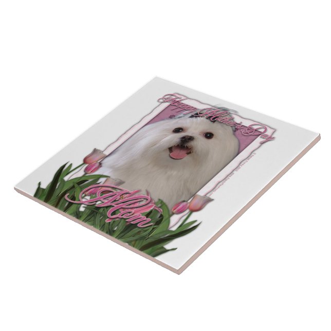 Mothers Day - Pink Tulips - Maltese Tile (Side)