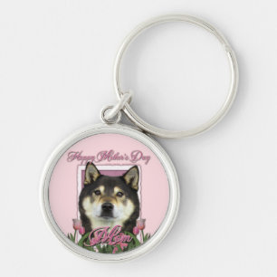 Mothers Day - Pink Tulips - Shiba Inu - Yasha Keychain