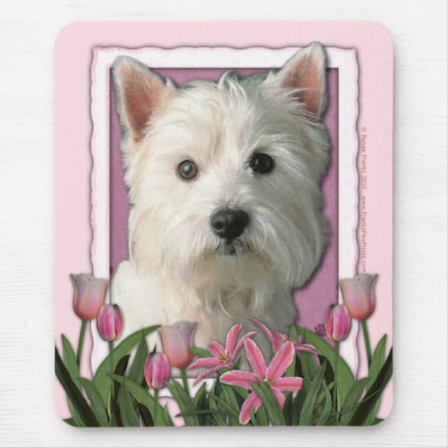 Mothers Day - Pink Tulips - West Highland Terrier Mouse Pad (Front)