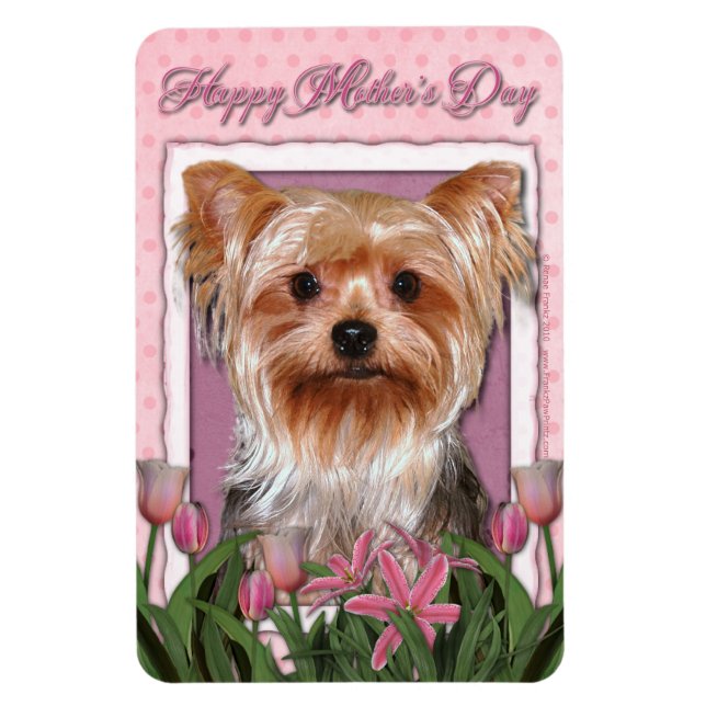 Mothers Day - Pink Tulips - Yorkshire Terrier Magnet (Vertical)