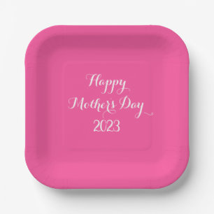 Mother's Day Pink White Custom Color Cute 2023 Paper Plate